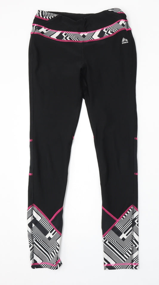 RBX Womens Black Geometric Polyester Jogger Leggings Size S L28 in Regular
