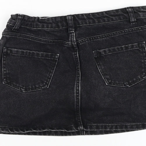 Primark Girls Black Cotton A-Line Skirt Size 8-9 Years Regular Zip