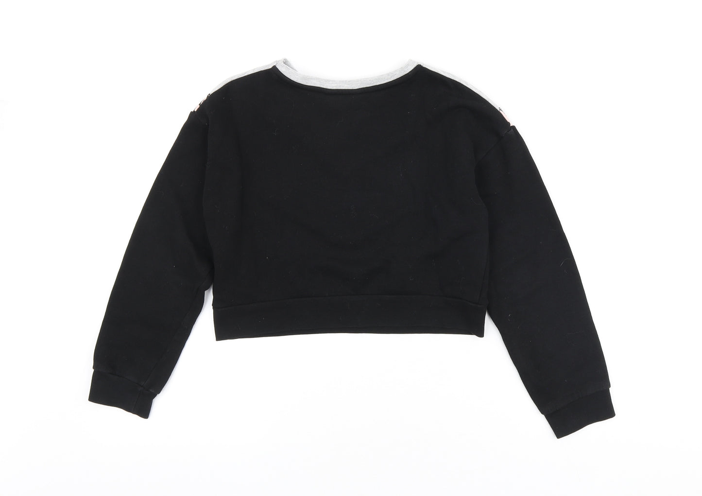 miss Evie Girls Black Colourblock Cotton Pullover Sweatshirt Size 9-10 Years