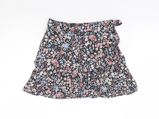 George Girls Multicoloured Floral Viscose Mini Skirt Size 9-10 Years Regular Pull On