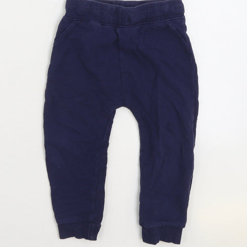 Dunnes Stores Boys Blue Cotton Jogger Trousers Size 2-3 Years Regular Drawstring