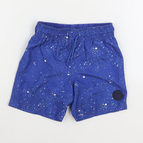 Primark Boys Blue Geometric Polyester Sweat Shorts Size 4-5 Years Regular Drawstring - Swim Trunks