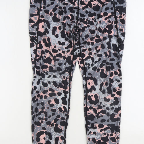 SheIn Womens Multicoloured Animal Print Polyester Jogger Leggings Size L L30 in - Leopard Print