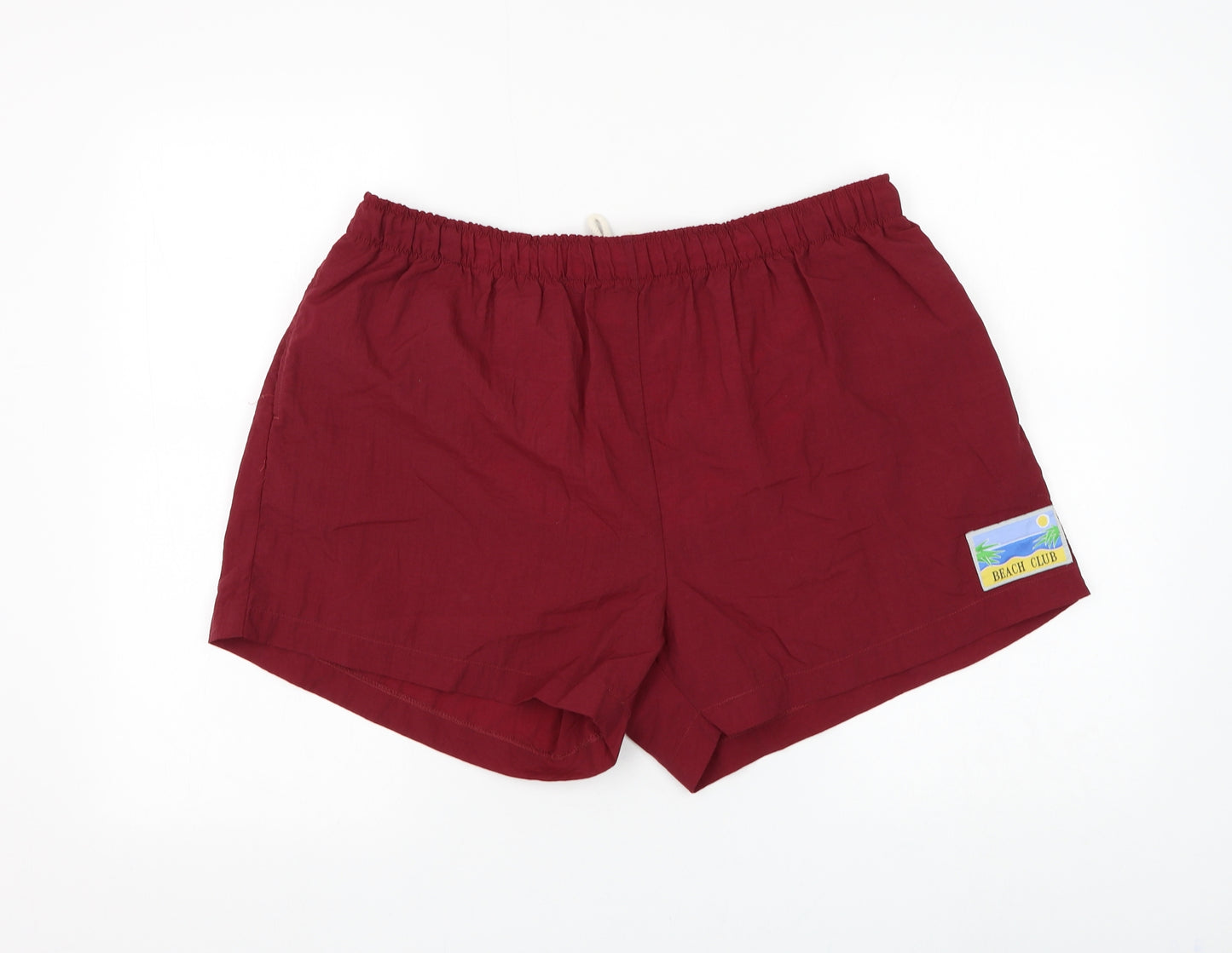 Beach Club Mens Red Nylon Sweat Shorts Size XL Regular Drawstring - Beach Club Swimwear