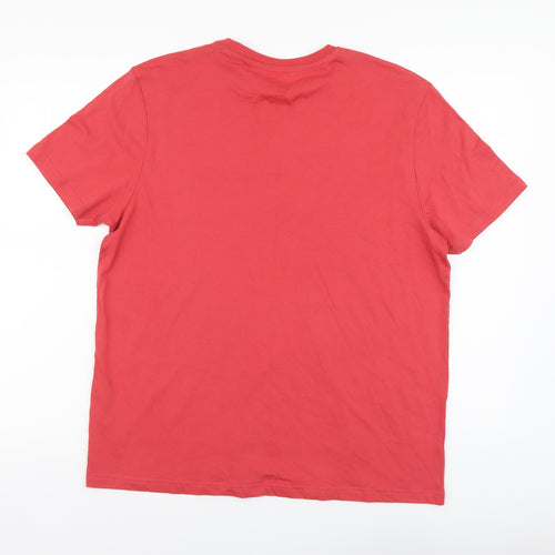 George Mens Red Cotton T-Shirt Size M Round Neck - Union City
