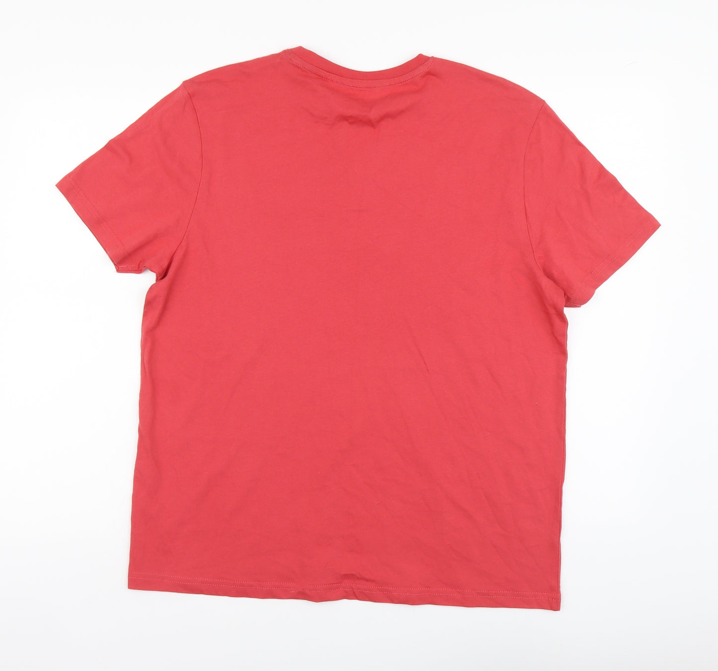 George Mens Red Cotton T-Shirt Size M Round Neck - Union City