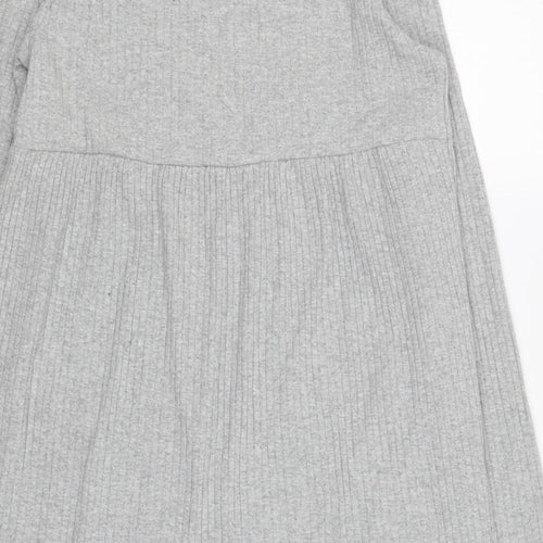 PEP&CO Girls Grey Polyester Jumper Dress Size 12-13 Years Round Neck Pullover