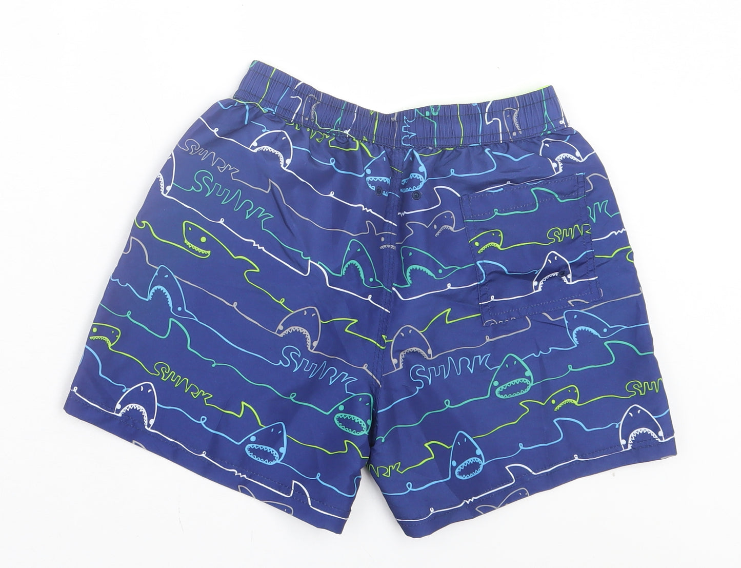 Speedy Shark Boys Blue Geometric Polyester Sweat Shorts Size 10 Years Regular Drawstring - Shark Print