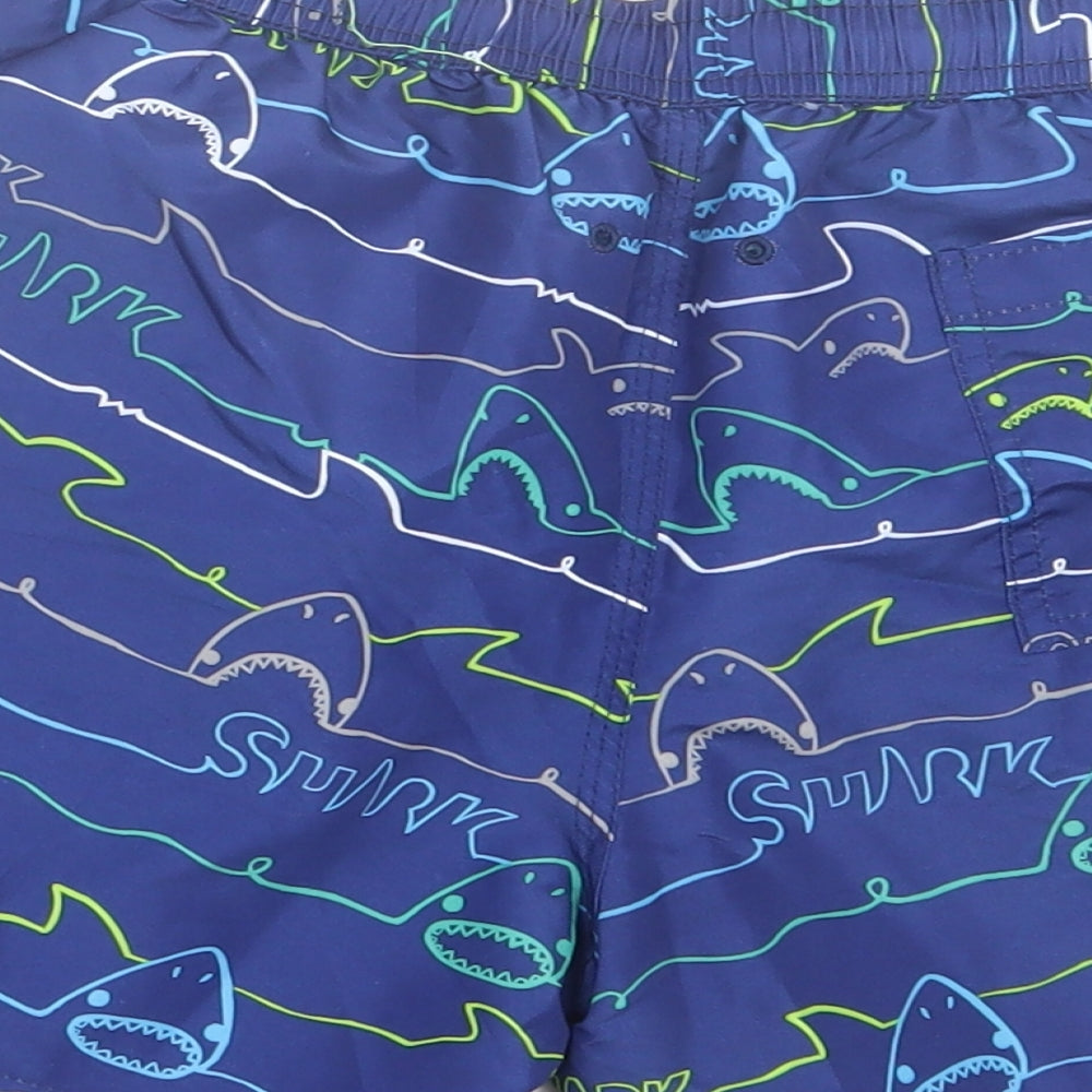 Speedy Shark Boys Blue Geometric Polyester Sweat Shorts Size 10 Years Regular Drawstring - Shark Print