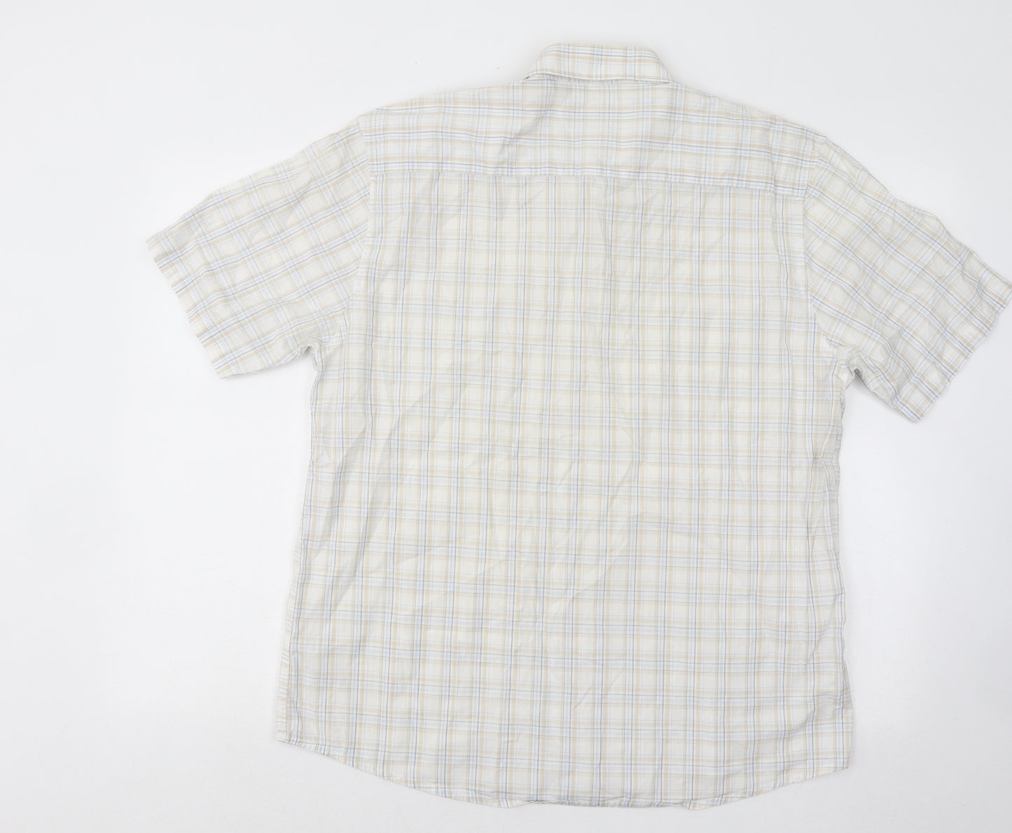George Mens Multicoloured Plaid Cotton Button-Up Size L Collared Button