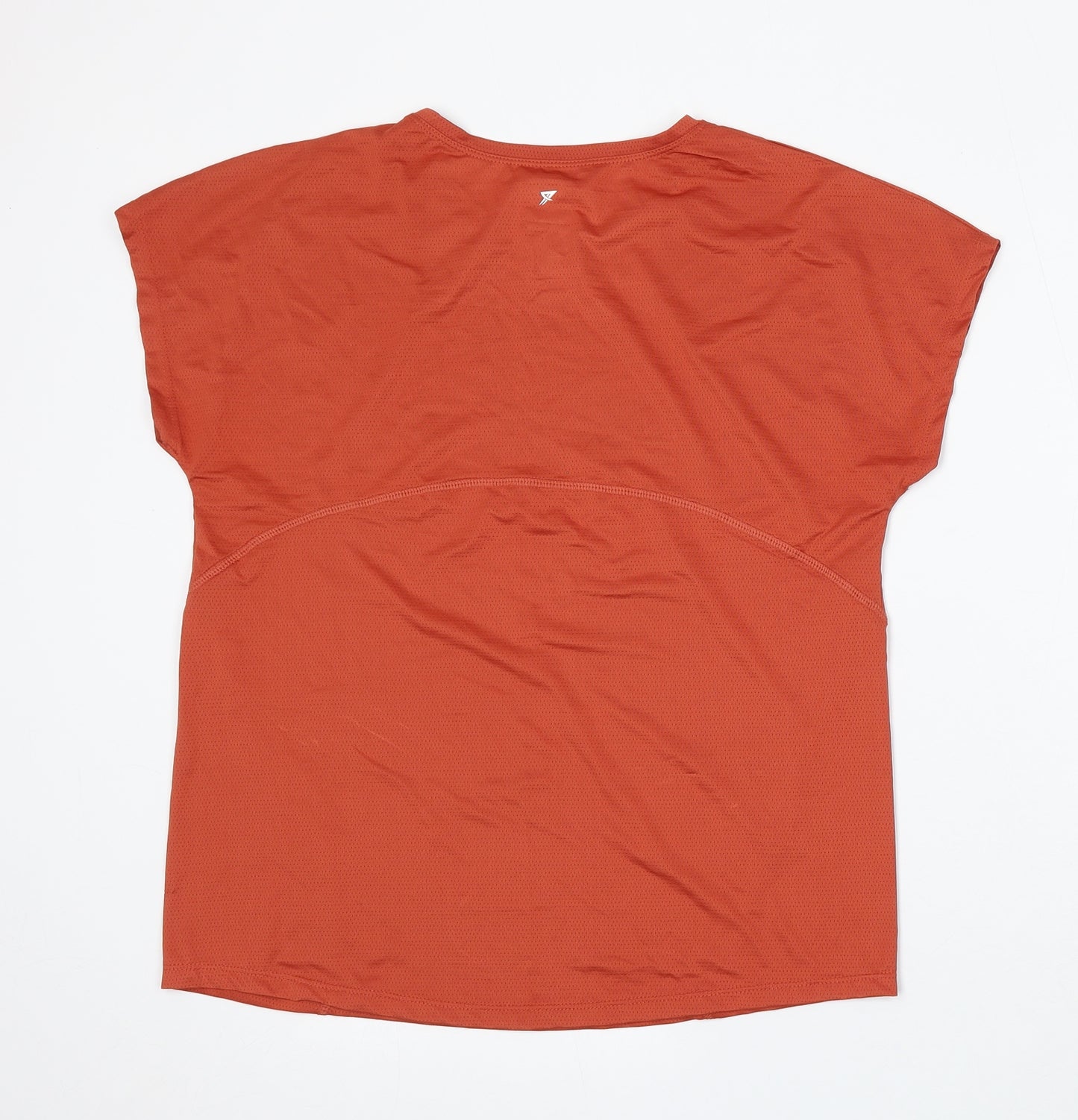 Workout Womens Orange Polyester Basic T-Shirt Size S Round Neck