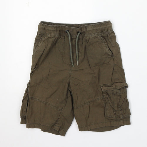 Matalan Boys Green Cotton Cargo Shorts Size 5-6 Years Regular Drawstring