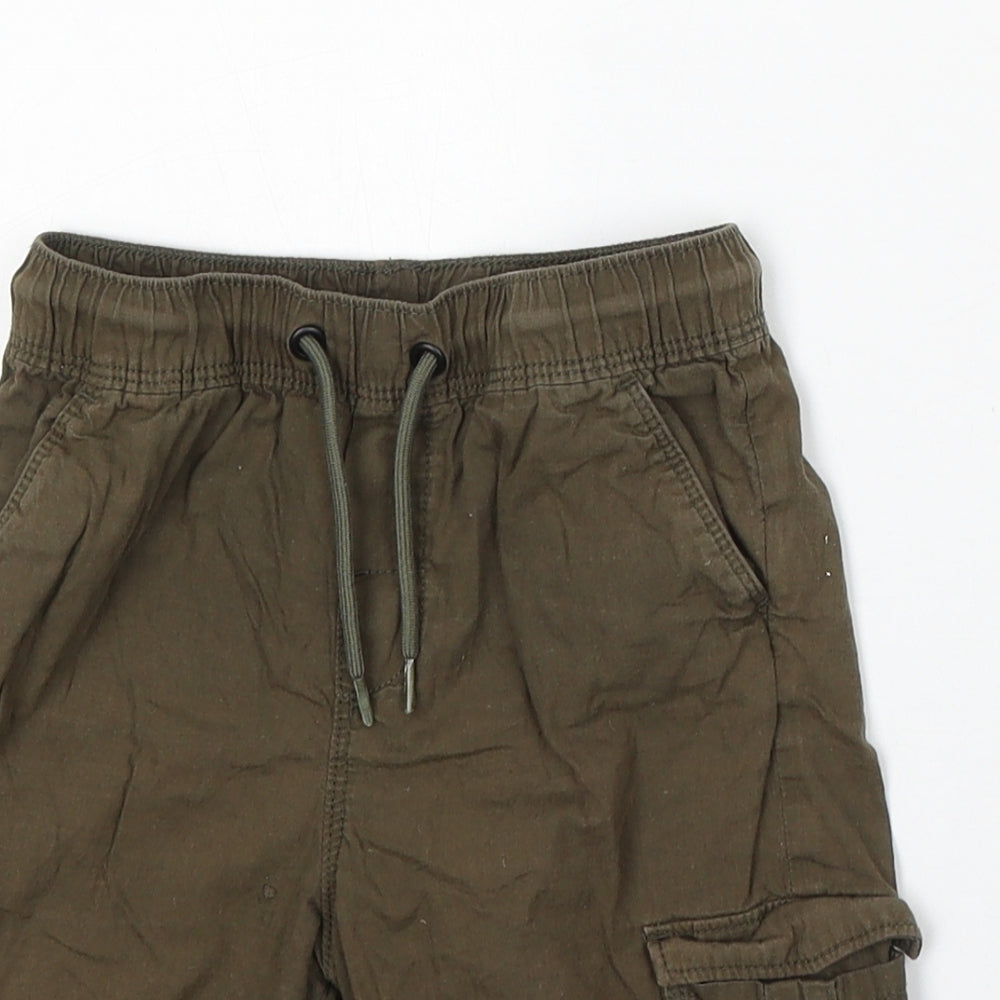 Matalan Boys Green Cotton Cargo Shorts Size 5-6 Years Regular Drawstring
