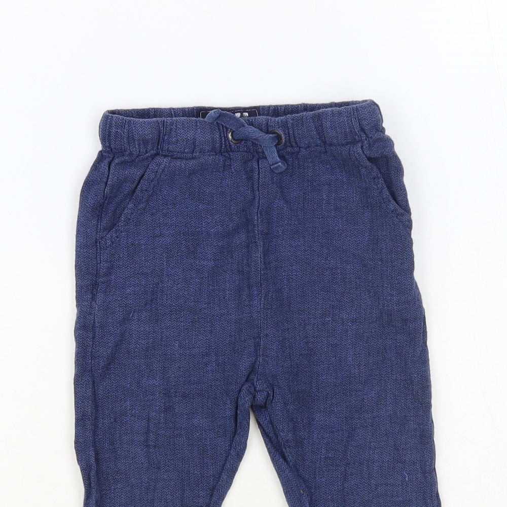 NEXT Boys Blue Linen Jogger Trousers Size 2 Years Regular Drawstring