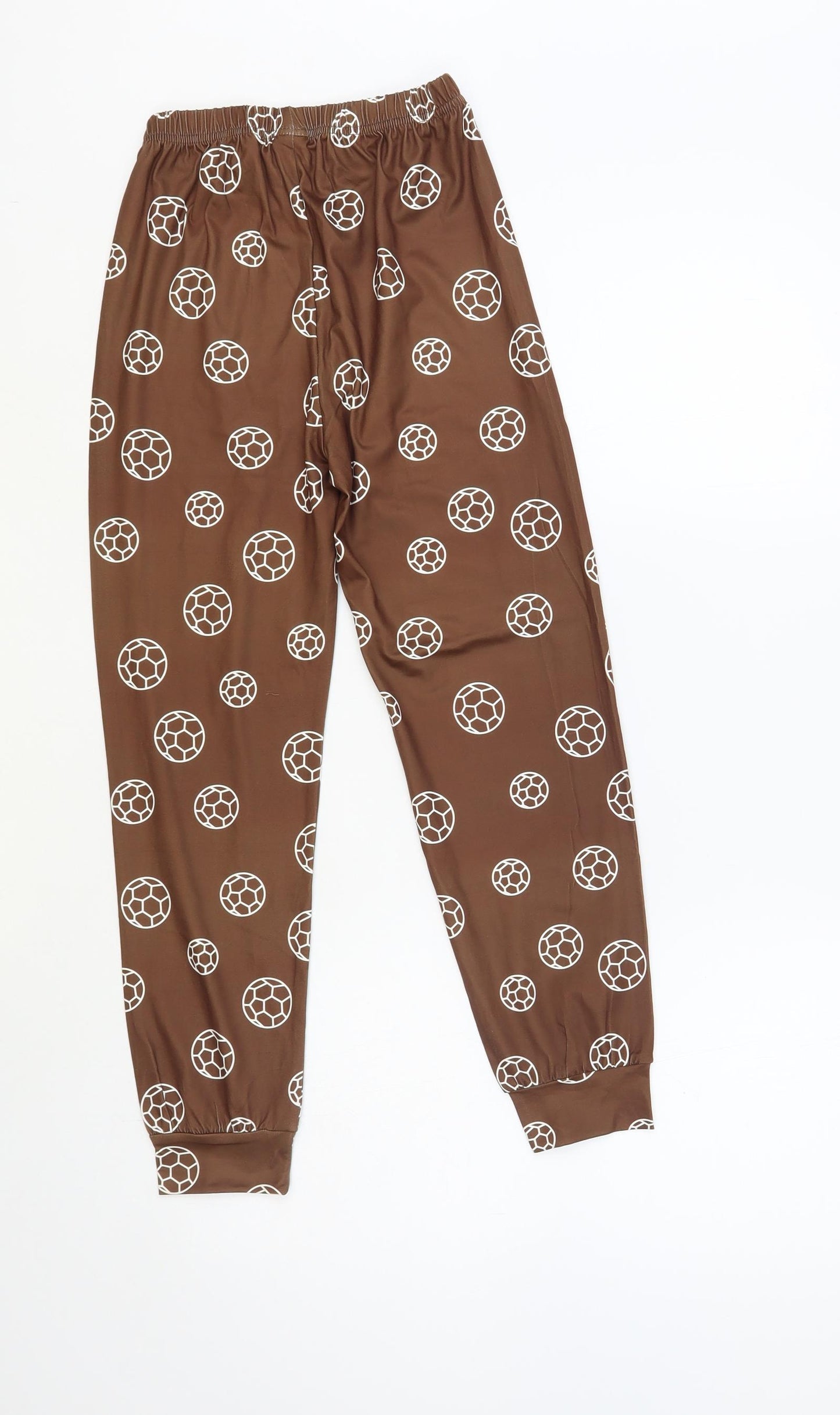 SheIn Girls Brown Geometric Polyester Jogger Trousers Size 8-9 Years Regular Pullover - Football Print