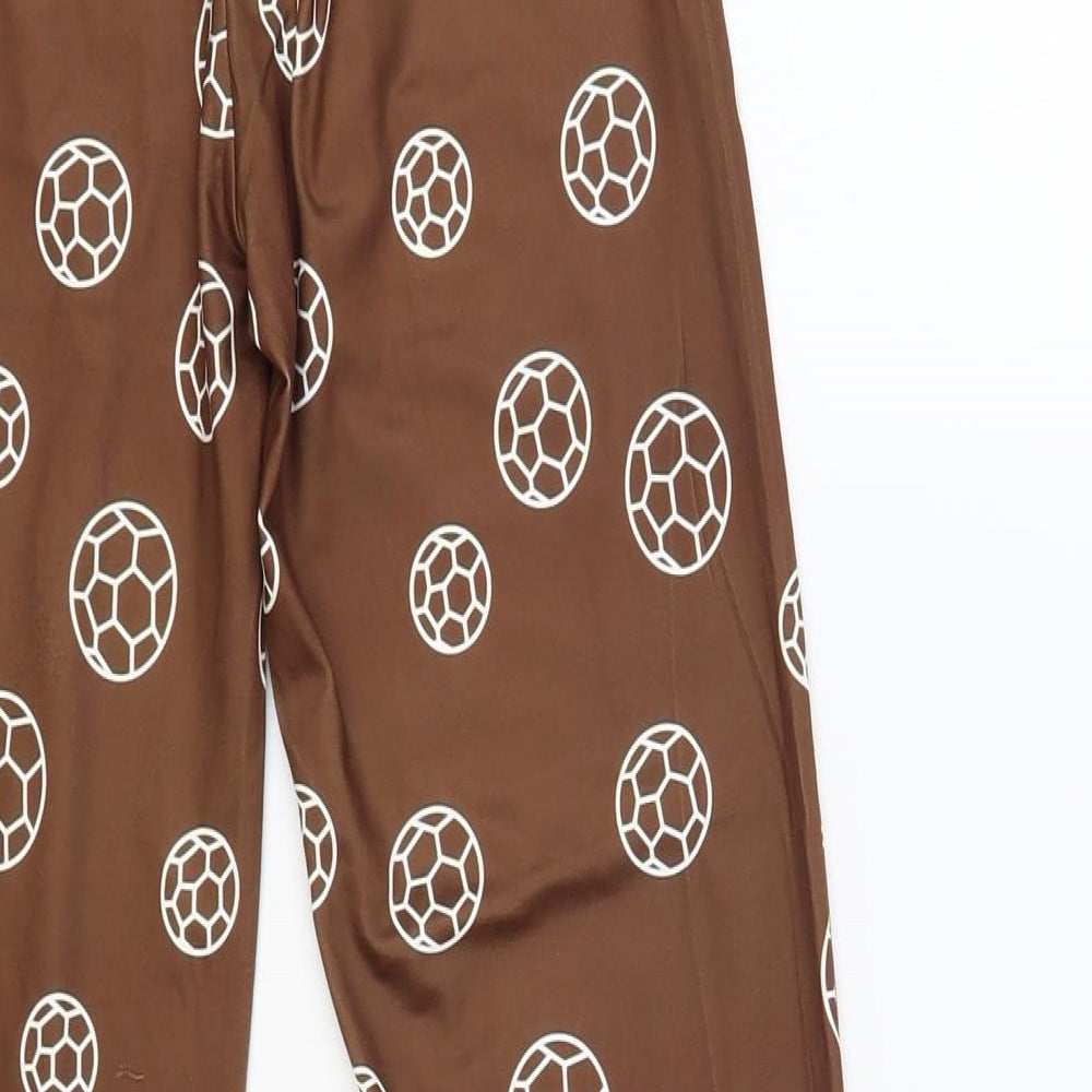 SheIn Girls Brown Geometric Polyester Jogger Trousers Size 8-9 Years Regular Pullover - Football Print