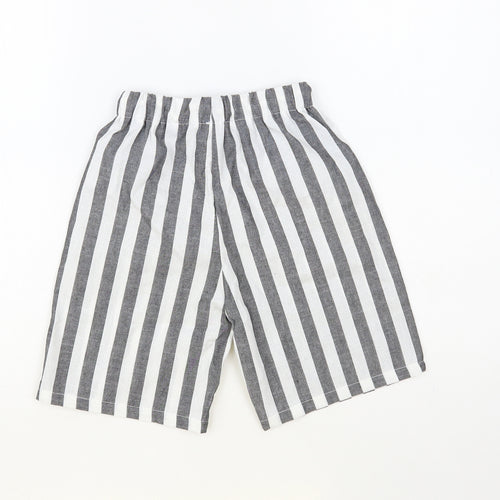SheIn Boys Grey Striped Cotton Bermuda Shorts Size 8 Years Regular Drawstring
