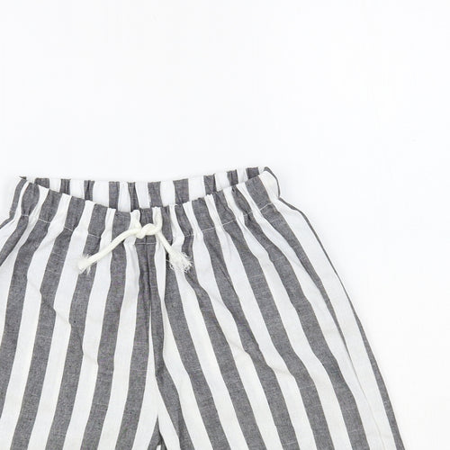SheIn Boys Grey Striped Cotton Bermuda Shorts Size 8 Years Regular Drawstring