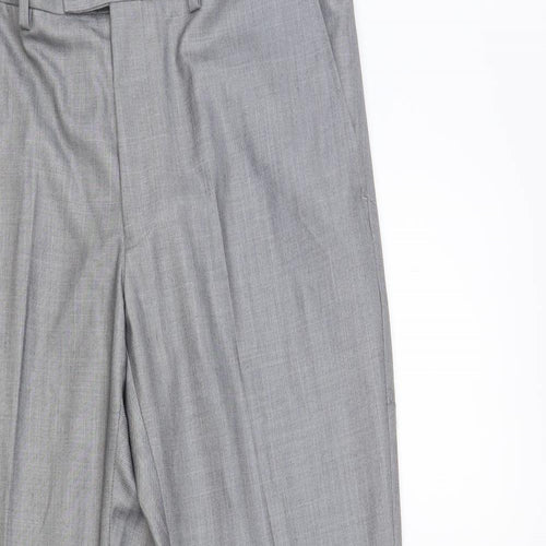 Butler & Webb Mens Grey Viscose Dress Pants Trousers Size 36 in L30 in Regular Button