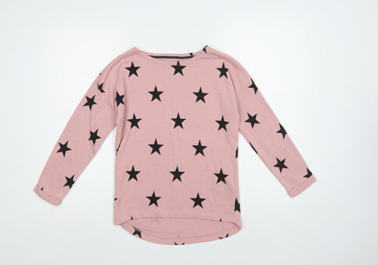 H&M Girls Pink Geometric Cotton Pullover Sweatshirt Size 10-11 Years Pullover - Star Print