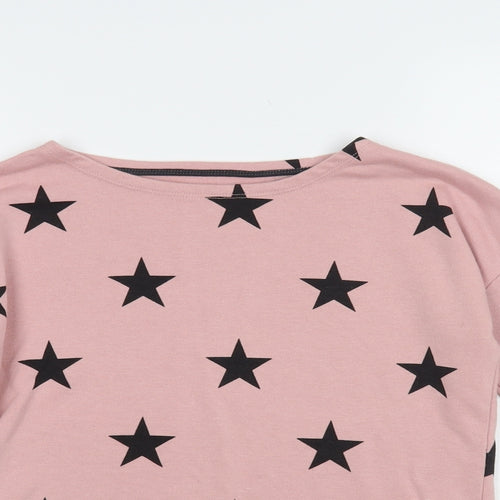 H&M Girls Pink Geometric Cotton Pullover Sweatshirt Size 10-11 Years Pullover - Star Print