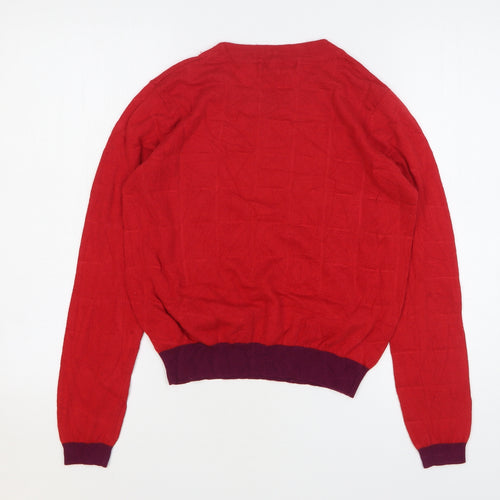 Dickins & Jones Womens Red Round Neck Nylon Pullover Jumper Size M