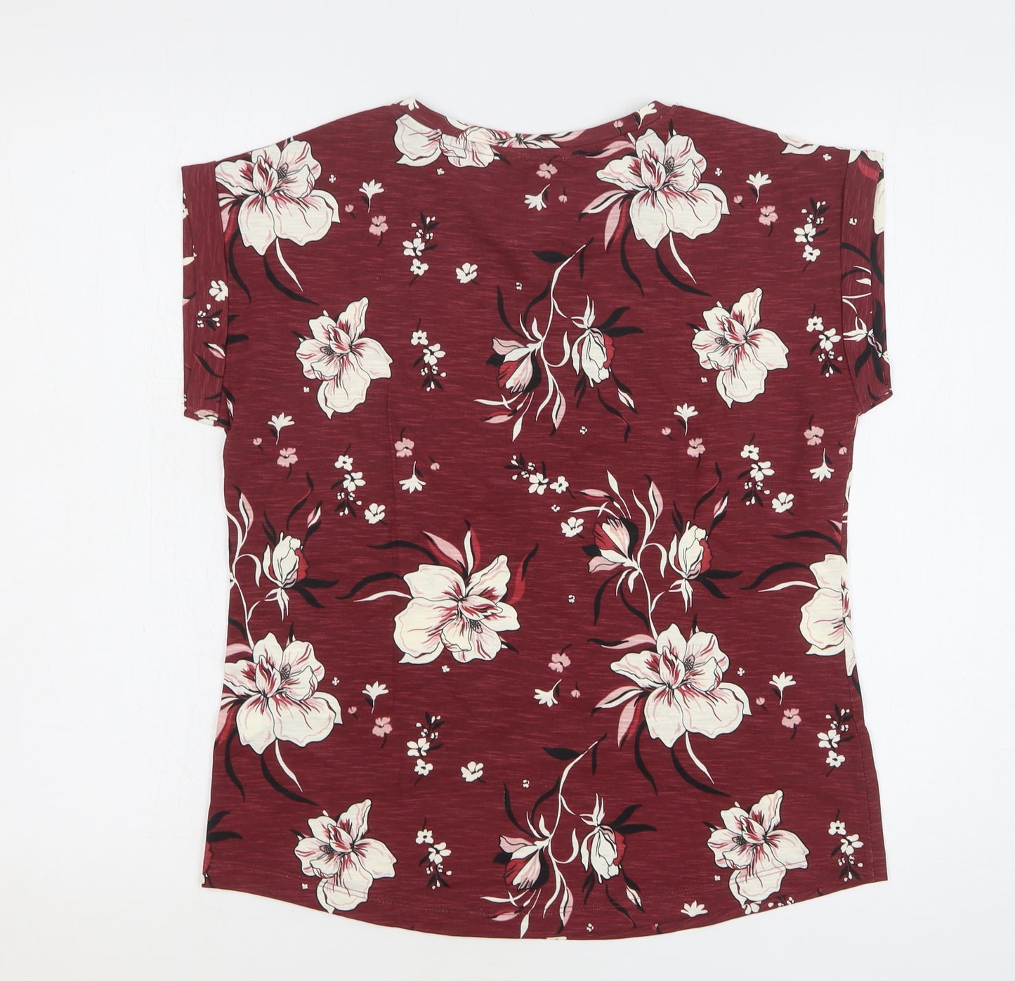 Part Two Womens Red Floral Cotton Basic Blouse Size XS V-Neck