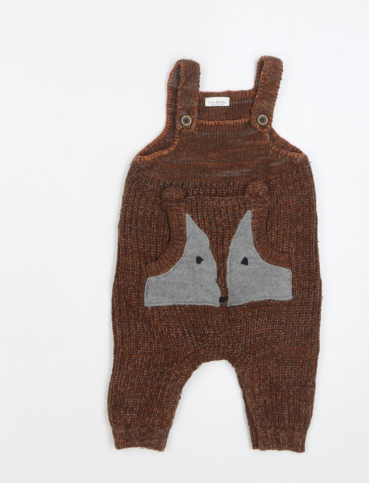 NEXT Boys Brown Acrylic Dungaree One-Piece Size 3-6 Months Snap