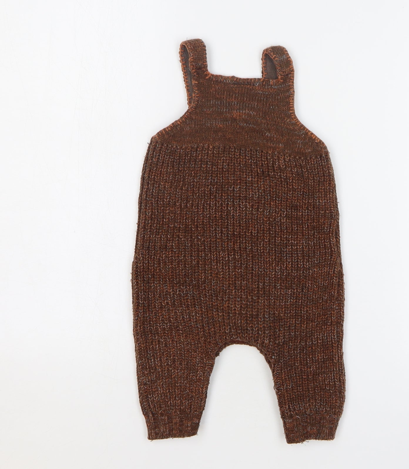 NEXT Boys Brown Acrylic Dungaree One-Piece Size 3-6 Months Snap
