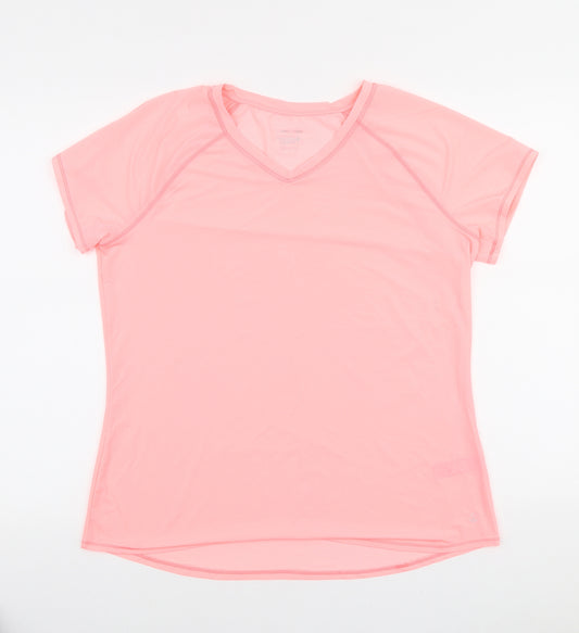 Dunnes Stores Womens Pink Polyester Basic T-Shirt Size 14 Round Neck