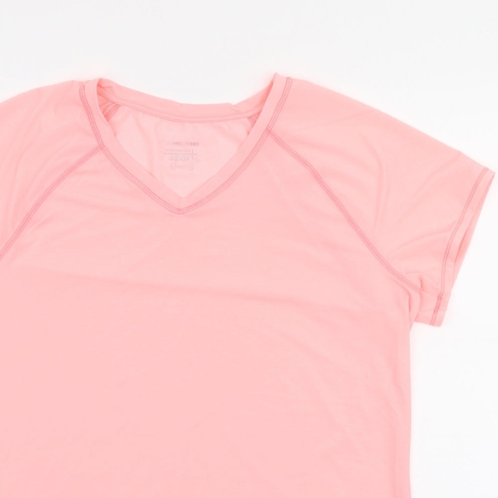 Dunnes Stores Womens Pink Polyester Basic T-Shirt Size 14 Round Neck