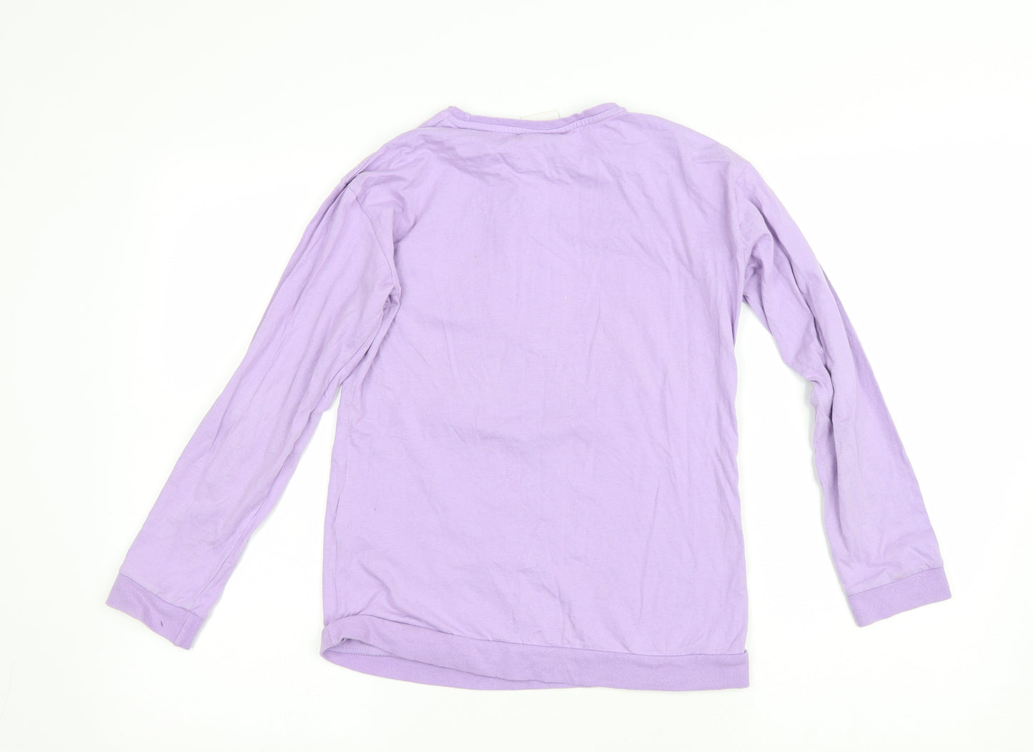 Emoji Girls Purple Cotton Basic T-Shirt Size 11-12 Years Round Neck Pullover - Unicorn