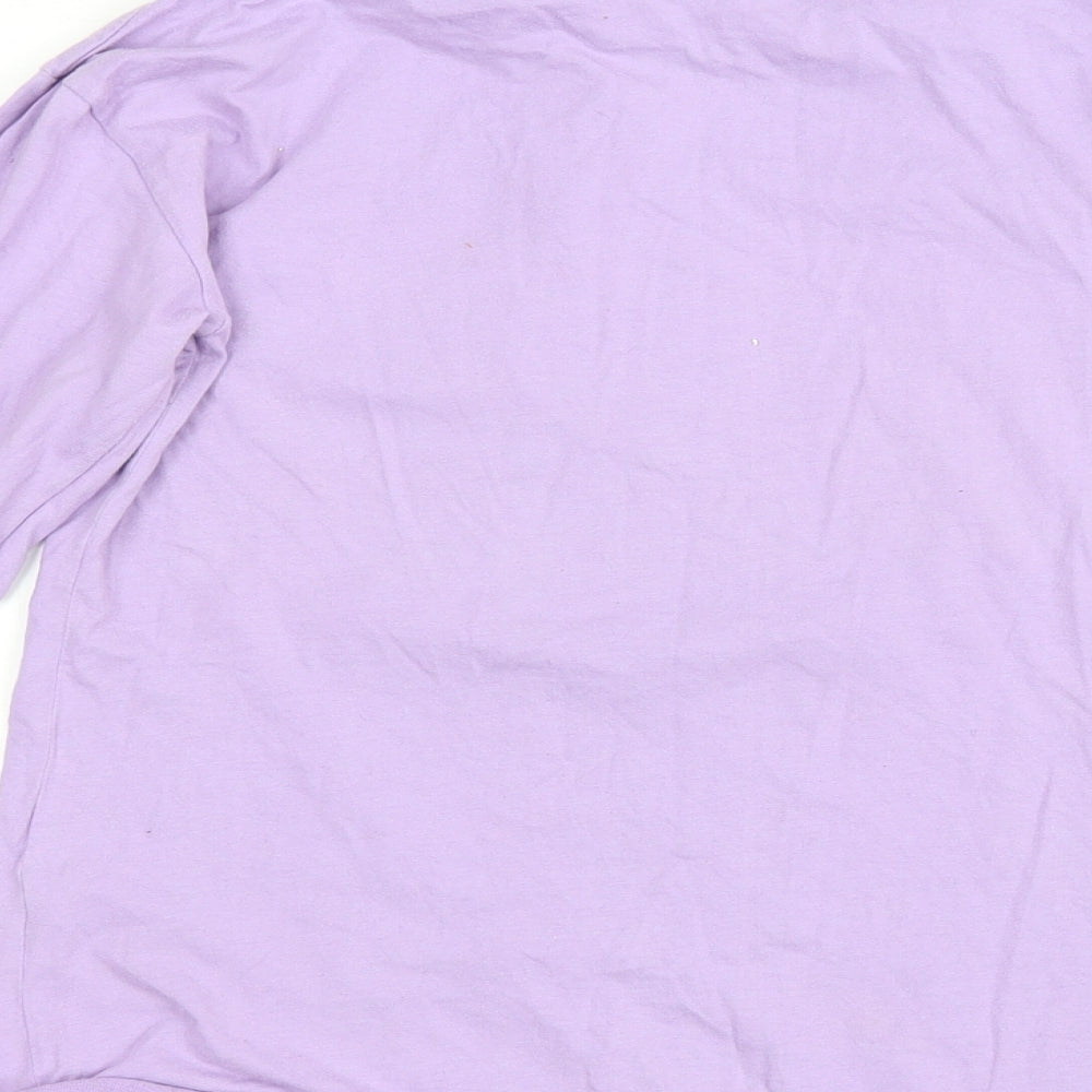 Emoji Girls Purple Cotton Basic T-Shirt Size 11-12 Years Round Neck Pullover - Unicorn