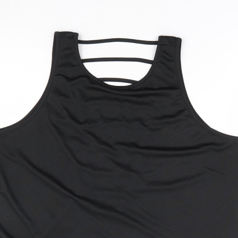 Shein Curve Womens Black Polyester Basic Tank Size 2XL Round Neck Pullover  - Cut Out Back Detail