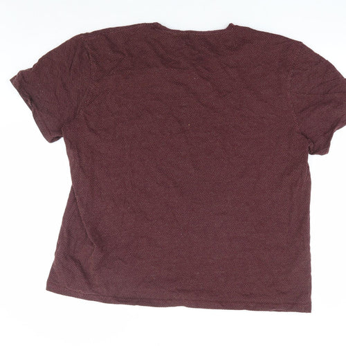 TU Mens Red Geometric Cotton T-Shirt Size 2XL Round Neck