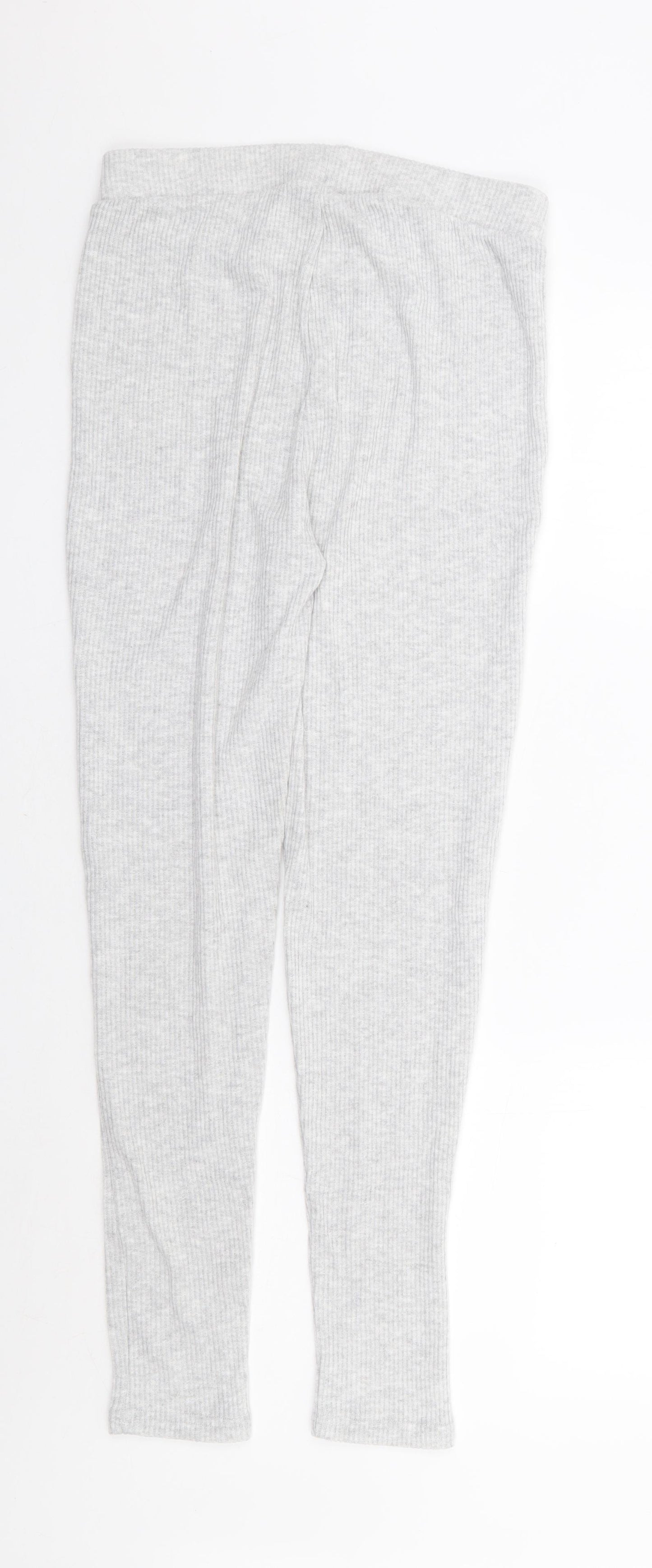 Primark Womens Grey Polyester Jogger Leggings Size 10 L28 in - Ribbed Lounge Pant