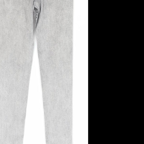 George Girls Grey Cotton Skinny Jeans Size 9-10 Years Regular Zip - Distressed