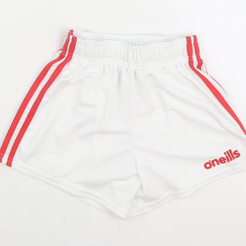 O'Neills Boys White 100% Polyester Sweat Shorts Size 9-10 Years Regular Drawstring