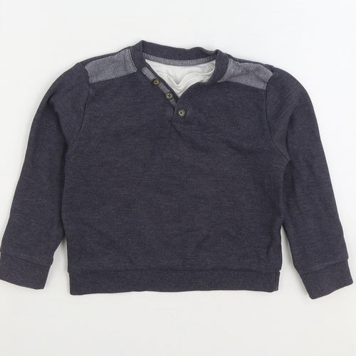 Dunnes Stores Boys Blue Cotton Pullover Sweatshirt Size 5 Years Button