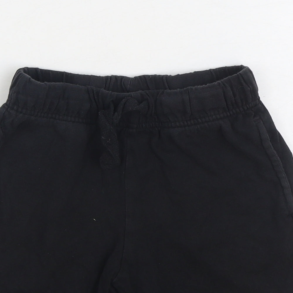 F&F Boys Black Cotton Sweat Shorts Size 4-5 Years Regular Drawstring - Marvel