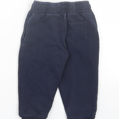 Lyle & Scott Boys Blue Cotton Jogger Trousers Size 24 Months Drawstring