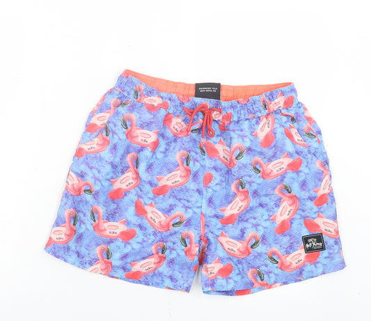 Hot Tuna Mens Blue Geometric Polyester Sweat Shorts Size M L6 in Regular Drawstring - Flamingo Swim Shorts