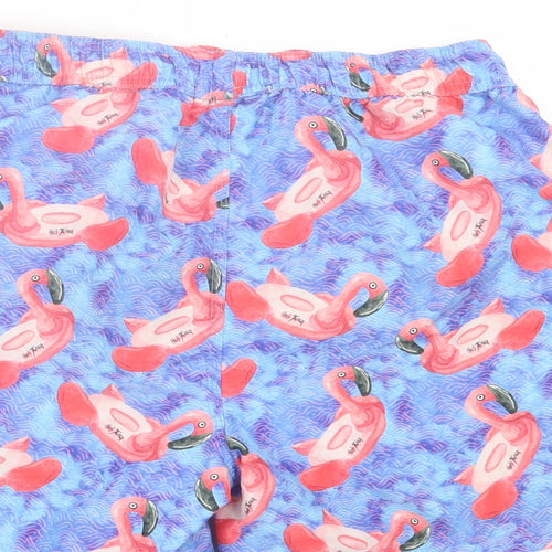 Hot Tuna Mens Blue Geometric Polyester Sweat Shorts Size M L6 in Regular Drawstring - Flamingo Swim Shorts