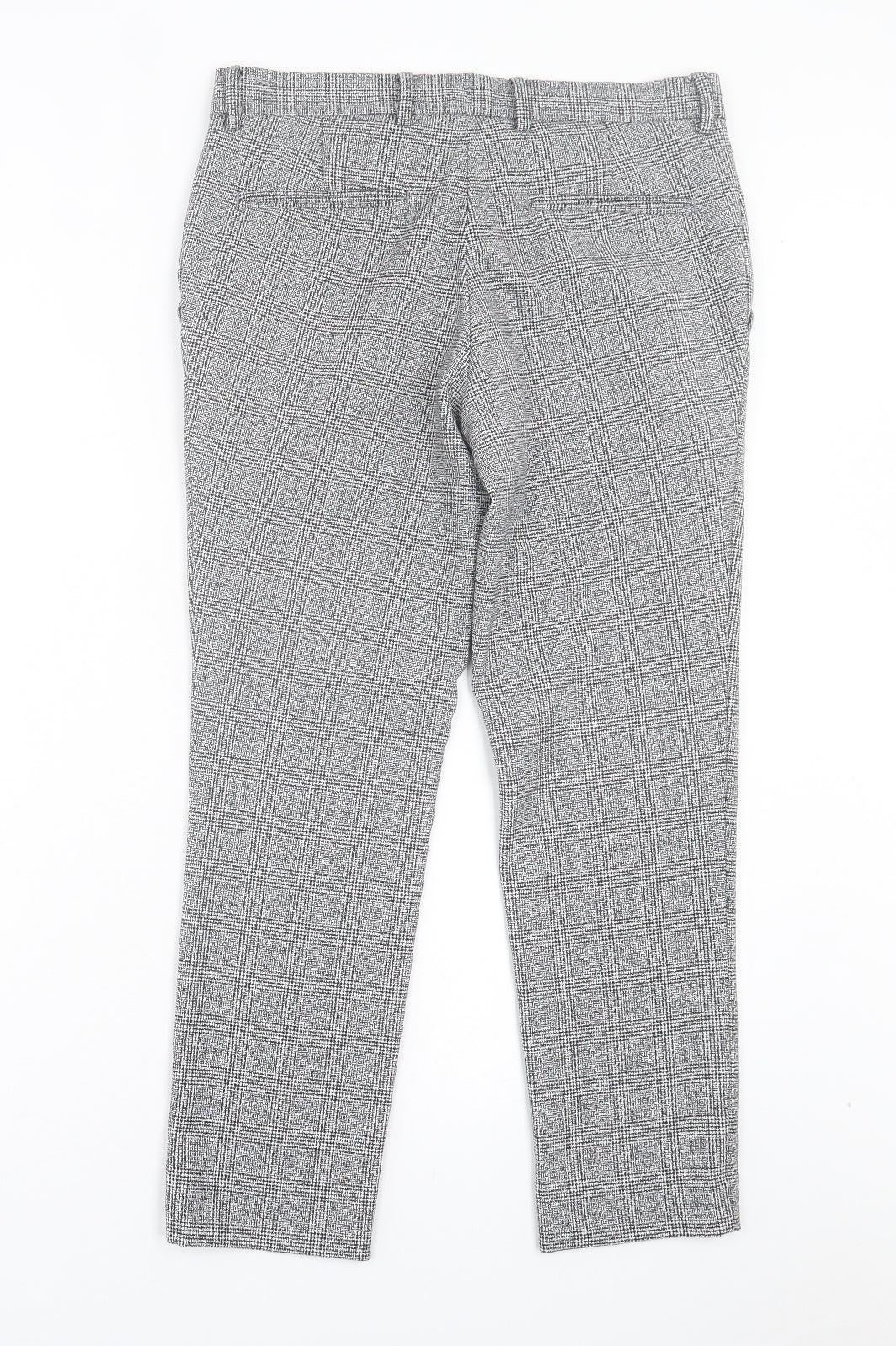 River Island Mens Grey Plaid Polyester Trousers Size 30 in L30 in Regular Hook & Eye