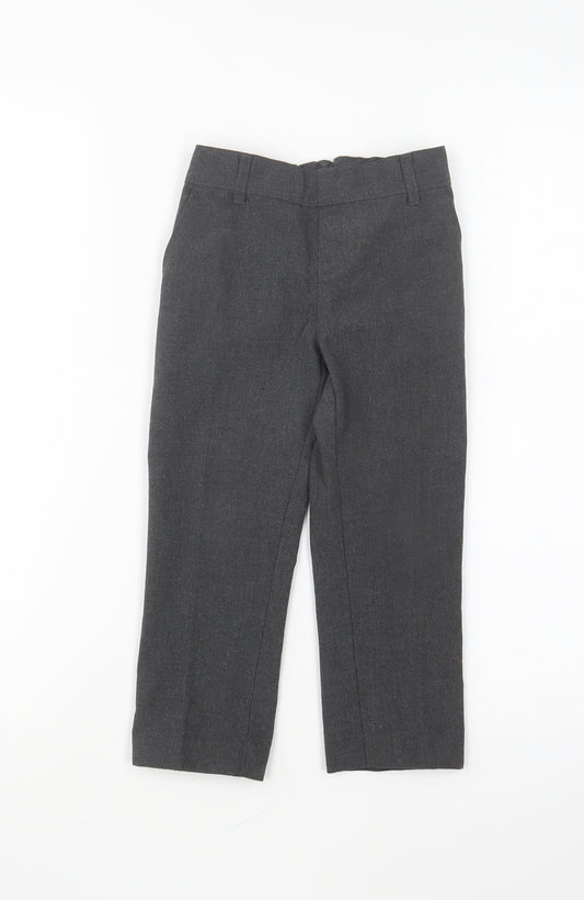 Marks and Spencer Boys Grey Polyester Capri Trousers Size 3-4 Years Regular Button - School