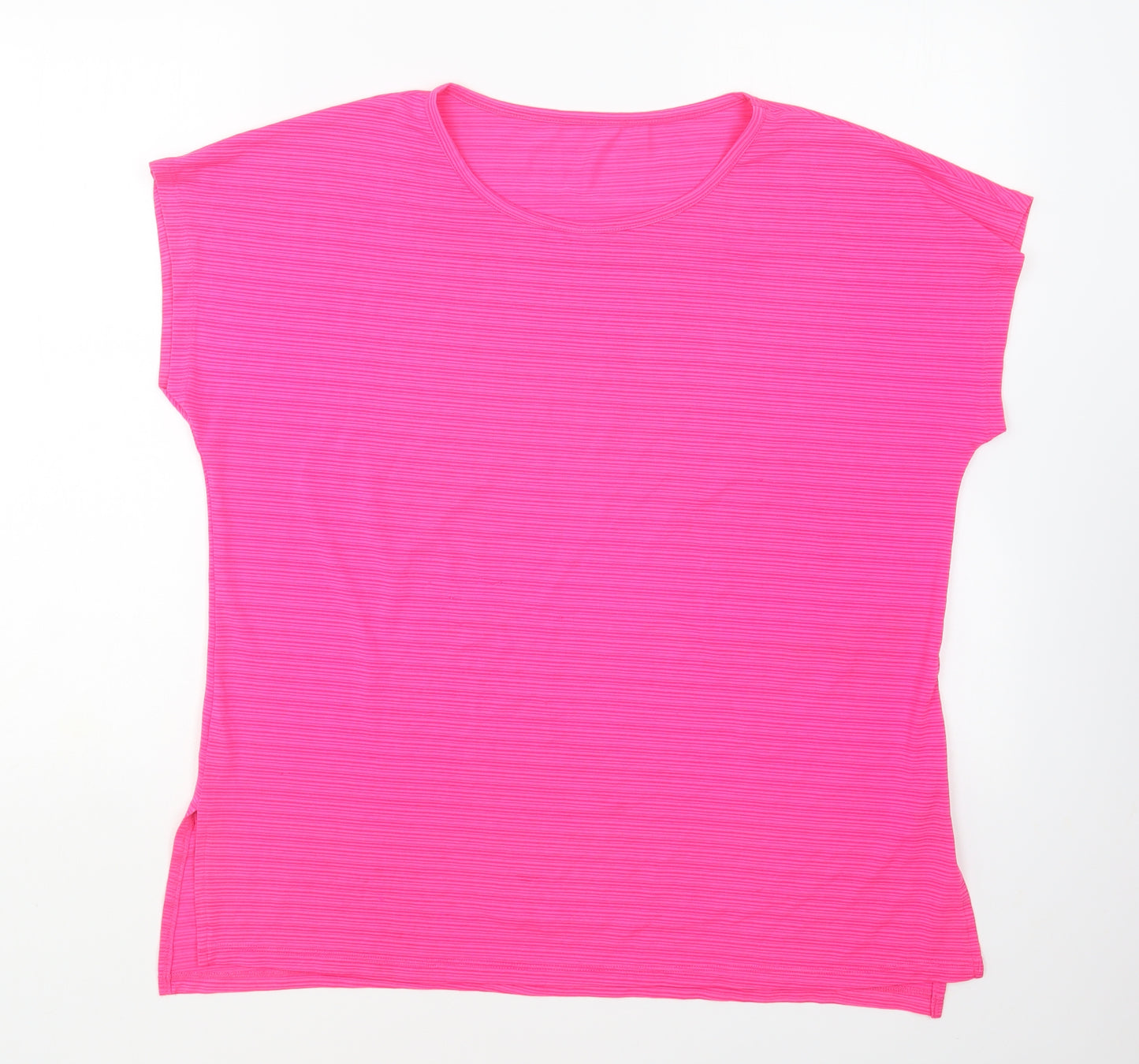 Dunnes Stores Womens Pink Polyester Basic T-Shirt Size L Round Neck Pullover