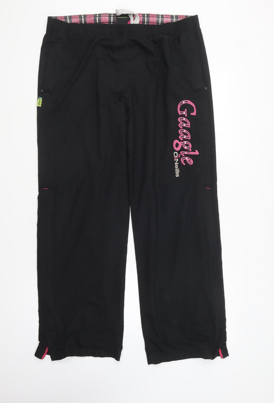 O'Neills Womens Black Polyester Jogger Trousers Size 12 L27 in Regular Drawstring