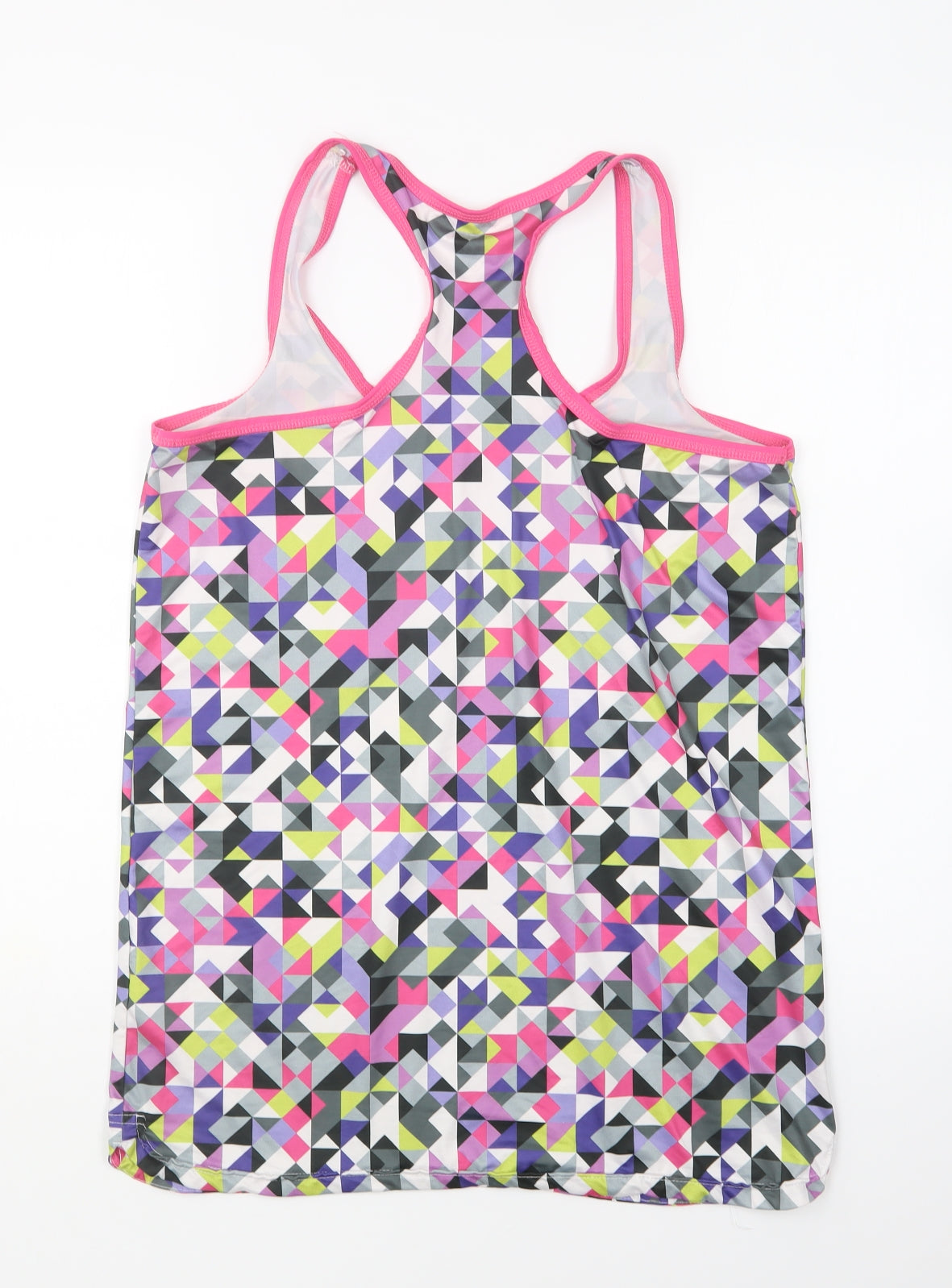 Millie & Gym Womens Multicoloured Geometric Polyester Basic Tank Size L Round Neck Pullover