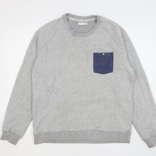 SUIT Mens Grey Cotton Pullover Sweatshirt Size L