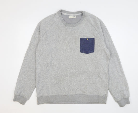 SUIT Mens Grey Cotton Pullover Sweatshirt Size L